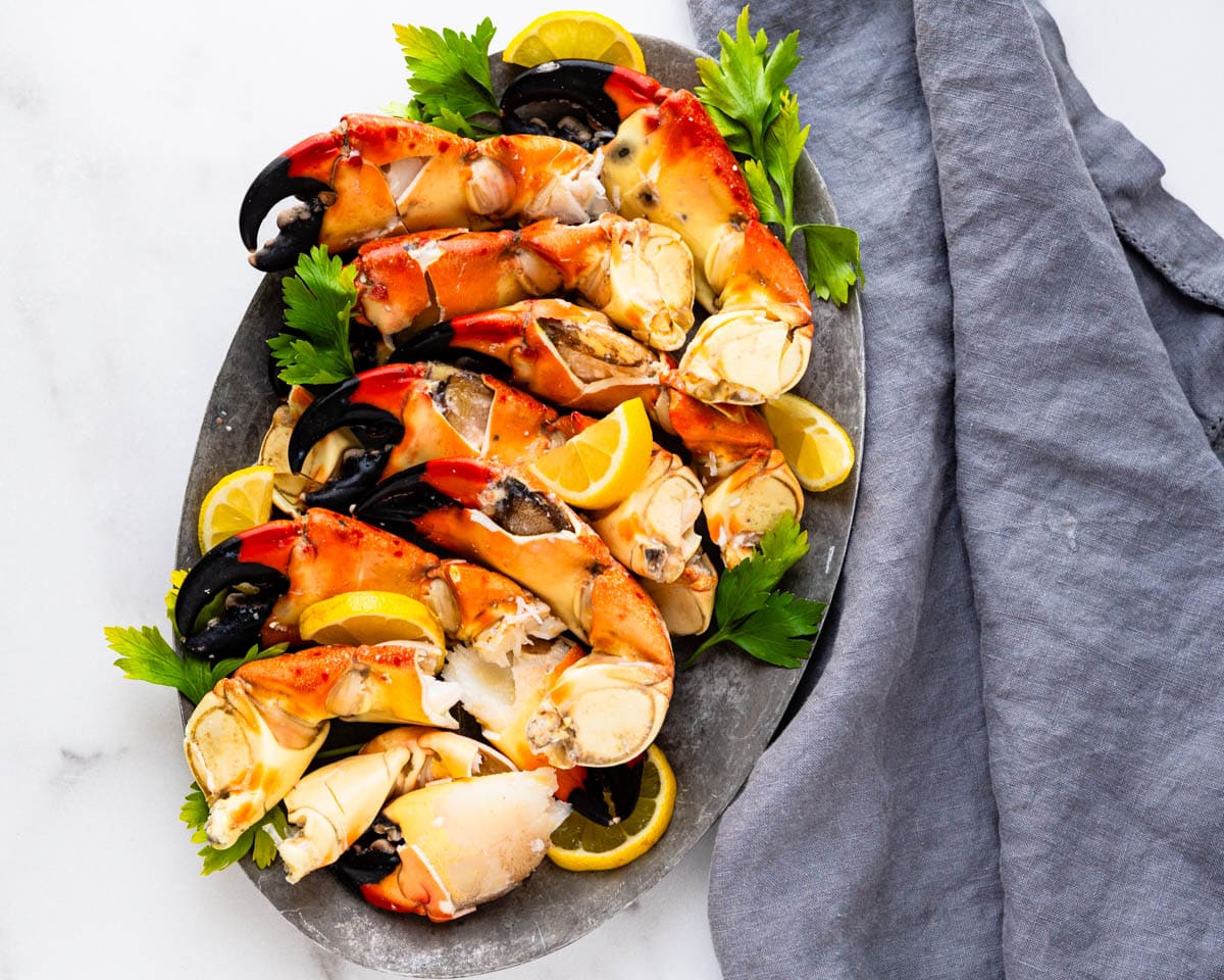 Romantic Surf and Turf dinner with stone crabs and filet mignon