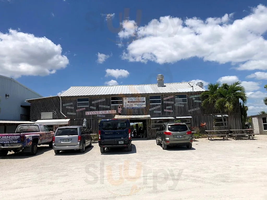 The weathered City Seafood building